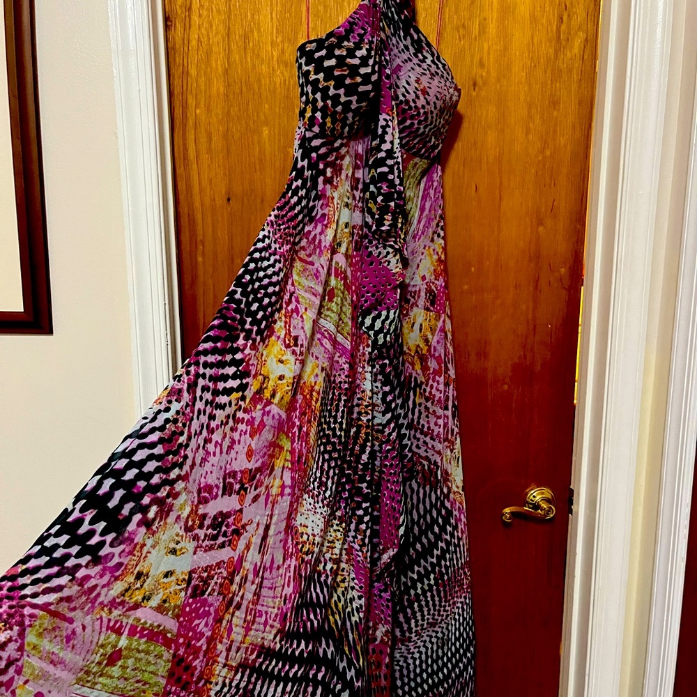 Full length halter dress multi-colors of purple